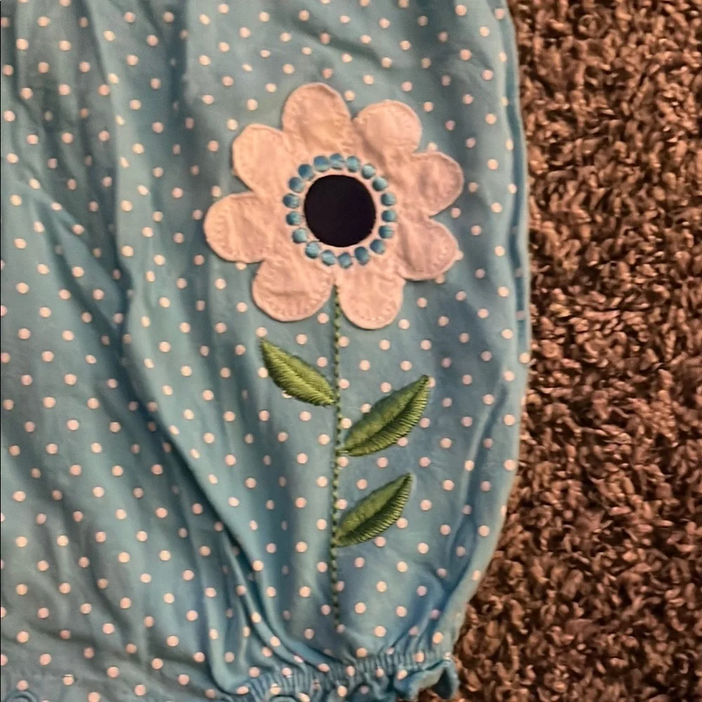 Carter's Blue Polka Dot Baby Girl Romper with Flower Design